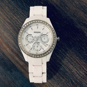 🌼White Fossil Watch with Crystals🌼